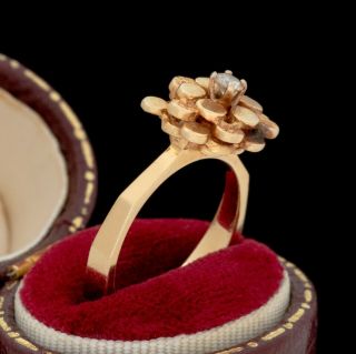Antique Vintage Deco Mid Century 14k Gold Brutalist Diamond Wedding Ring Sz 6