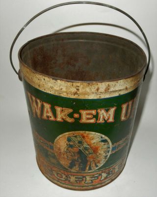 ANTIQUE ANDRESEN RYAN COFFEE CO WAK - EM UP DULUTH MN COFFEE TIN CAN 5