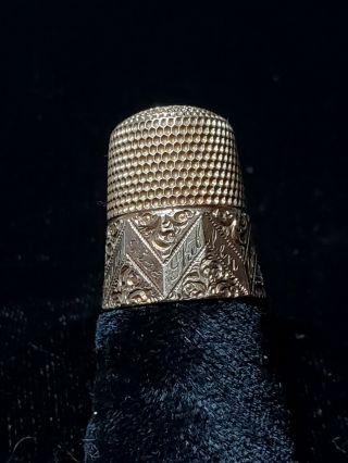 Antique Solid 14k Gold,  Size 9 Thimble,  Circa 1900 " S.