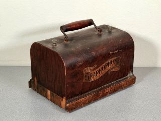 1904 Columbia Type Q Graphophone Repair Antique Wood Lid Handle & Unit