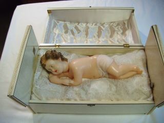 Wax baby Jesus baby doll mechanical music box 2