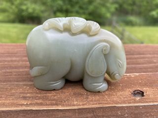 Chinese Antique Jade Carving Of Bat And Elephant