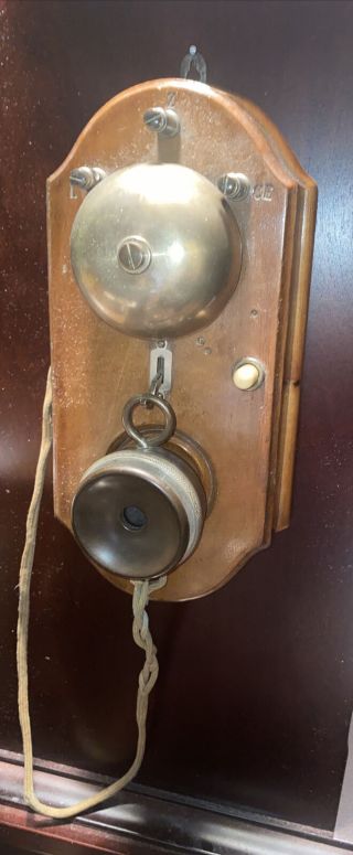 Vintage Antique Wall Phone Transceiver And Ringer Bell - “patent B” W/ Wire Post
