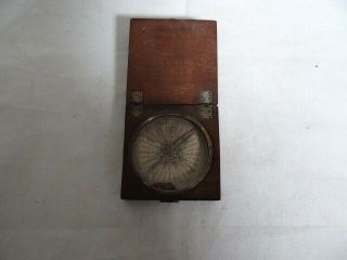 Antique Francis Barker & Son London Pocket Compass Wood Box C.  1860 