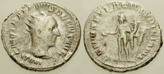 022.  Roman Silver Coin.  Trajan Decius,  Ar Antoninianus.  Rome.  Genius.  Avf