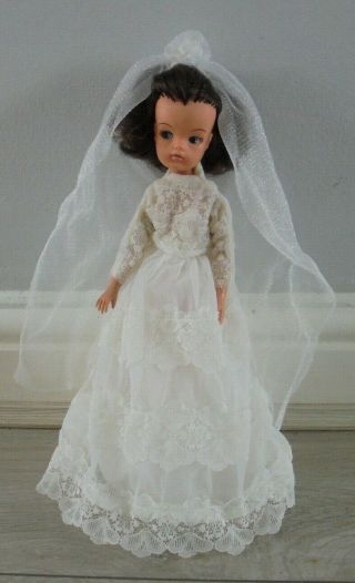 Vintage Sindy Doll Size Wedding Dress & Veil - No Doll
