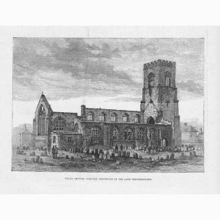 Wells Next The Sea Church Destroyed By A Thunderstorm - Antique Print 1879