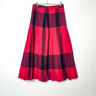 Vintage Sportscraft Womens Size 10 Red Black Wool Pleated Long Skirt