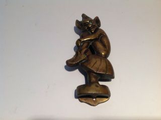 Large Old Solid Brass Lucky Cornish Pixie Door Knocker