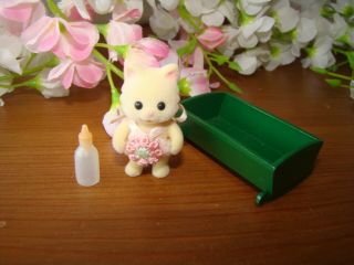 Vintage Sylvanian Families Chantilly Cream Cat Baby Calico Critters Kitten