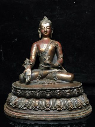Folk Collect China Buddhism Bronze Gilt Shakyamuni Menla Medicine Buddha Statue