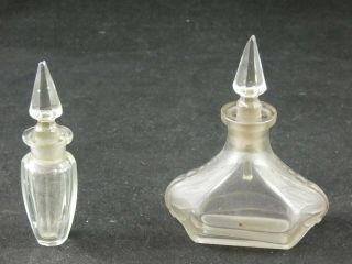 2 Antique / Vintage Glass Perfume Scent Bottles Art Deco 2