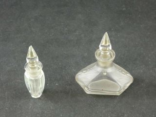 2 Antique / Vintage Glass Perfume Scent Bottles Art Deco 3