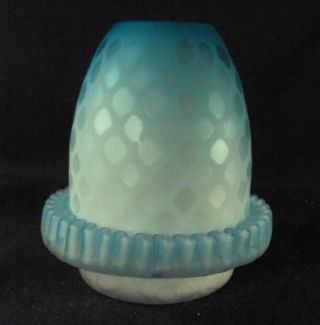 Fairy Lamp Blue Diamond Quilted Mother Of Pearl Air Trap Satin Glass