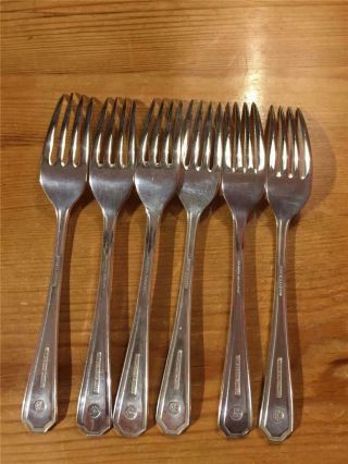 6 x Vintage Silver Plate EPNS Insignia Table Forks 18cm A1 Art Deco Design 2