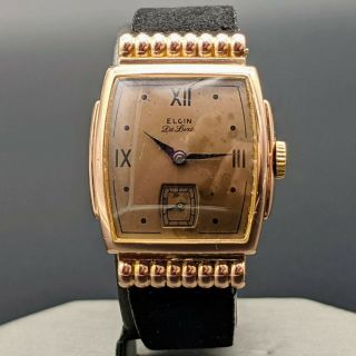 ELGIN De Luxe Wristwatch 17 Jewels Grade 555 10K Gold Filled Watch U.  S.  A.  1942 3