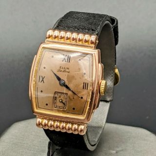 ELGIN De Luxe Wristwatch 17 Jewels Grade 555 10K Gold Filled Watch U.  S.  A.  1942 4