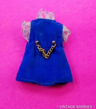 Topper Dawn / Rock Flowers Doll Blue Velvet Dress Vintage 1970 