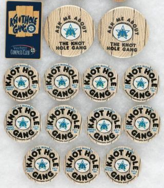 (14) Seattle Mariners Knothole Gang Compass Club Baseball Pin Knot Hole Pinback