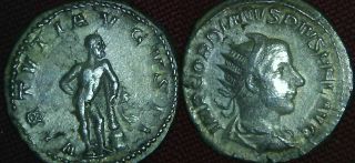 Gordian Iii Ar Antoninianus,  Hercules Stdg R,  Vf,  Bonus,  S 8670,  4g