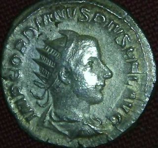 Gordian III AR Antoninianus,  Hercules stdg r,  VF,  bonus,  S 8670,  4g 2