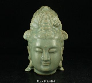 Chinese Antique Dynasty Ru Kiln Porcelain Buddhism Kwan - Yin Guan Yin Head Statue