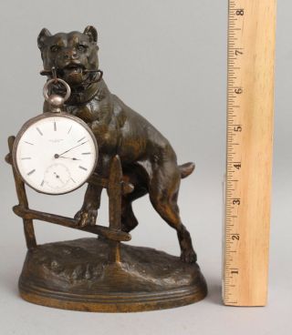 Antique After Charles Valton,  Guard Dog Bronzed Spelter Watch Holder