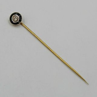 Antique Diamond & Sapphire 18k Gold Round Stick Pin Art Deco Style