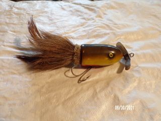 Vintage Wooden Bucktail Musky Lure With Spinner