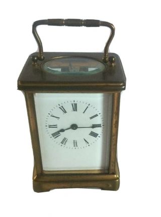 Antique French Gilt Carriage Clock W/ Key