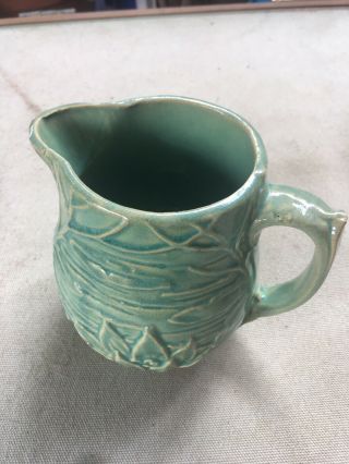 Antique (c.  1935) Mccoy Green Water Lily Pitcher (stamped 124 On Bottom)