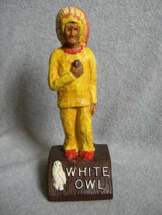 Antique White Owl Cigar Store Advertising Display - Native American Indian Ex