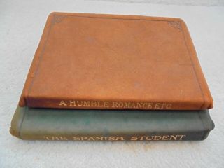 2 Antique Miniature Leather Bound Books,  Longfellow The Spanish Student