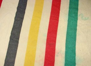Vintage Wool Camp Trade Blanket 8 Stripes Red Green Black Yellow Hudson? 3