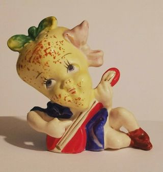 Vintage Anthropomorphic Pear Or Strawberry Salt Or Pepper Shaker Banjo Japan