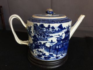 A Chinese Blue And White Porcelain With Gilt Decorated Teapot,  18th Century.