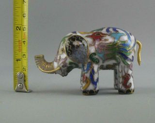 Miniature Chinese Cloisonne Enamel on Brass Lucky Elephant Figure Figurine 2 