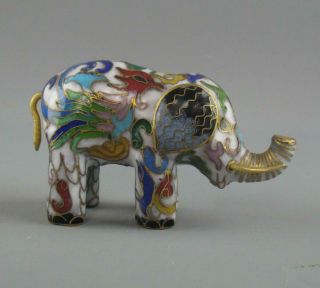 Miniature Chinese Cloisonne Enamel on Brass Lucky Elephant Figure Figurine 2 