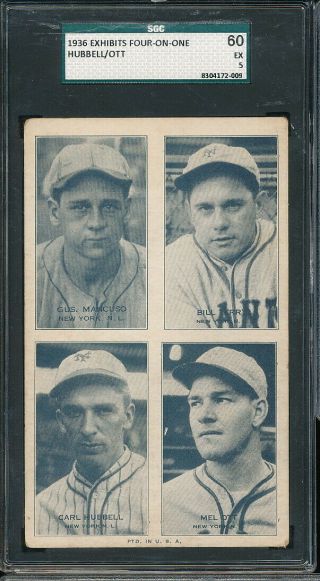 1936 Exhibits Mel Ott/bill Terry/carl Hubbell/mancuso Sgc 60 5 - Giants