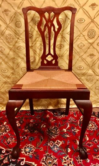 American Chippendale Centennial Mahogany Ball & Claw Feet Side Chair Ca 1870s