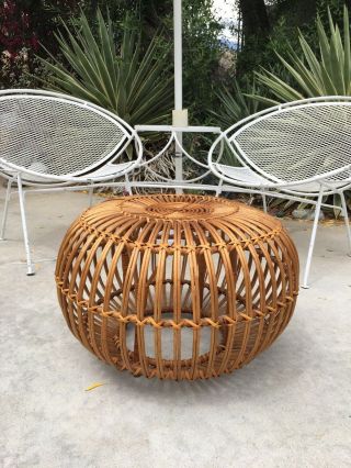 Hand Woven Rattan Ottoman Attrib.  Franco Albini,  Italy For 21_us2014 Only