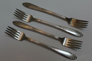 4 National Silver Co King Edward Silverplate Flatware Grille Forks