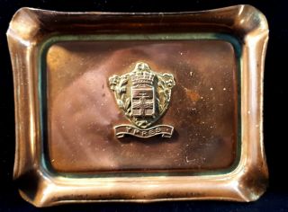 Antique Wwi - Era/ 1918 Copper Astray.  Badged Ypres (belgium).  Possibly Trench Art