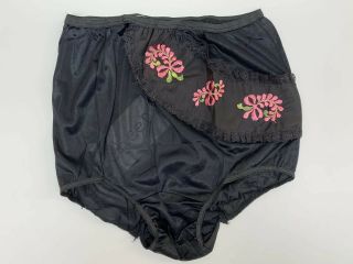 Vintage Panties Brief Black Granny Hi Waist 60 