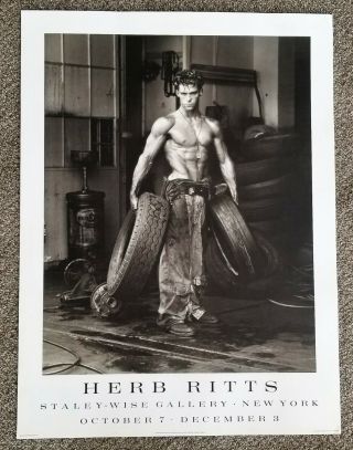 Vintage1984 Bancrest Herb Ritts Exhibit Poster " Fred With Tyres Bodyshop Series "