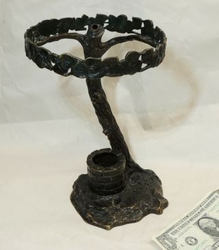 Antique Early 1900s Bronze Tree Trunk Lamp Base Figural Well Handel/tiffany - Era
