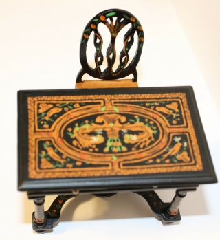 Artisan Dollhouse Miniature Hand Painted Table & Chair (desk) Oriental Look