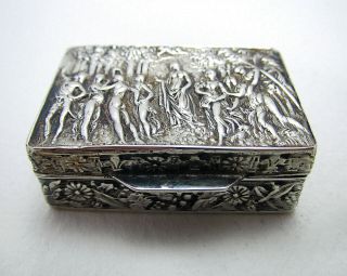 Italian Vintage 1977 Solid Sterling Silver Pill Snuff Pocket Box Case