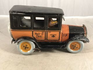 Antique Strauss Yell - O - Taxi Tin Litho Wind - Up
