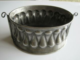 Antique Victorian Small Tin Raised Game Pie Mould With Base And Pins F46 1